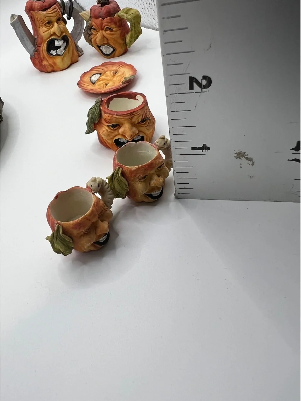 Vintage miniature pumpkin Halloween Fall tea set